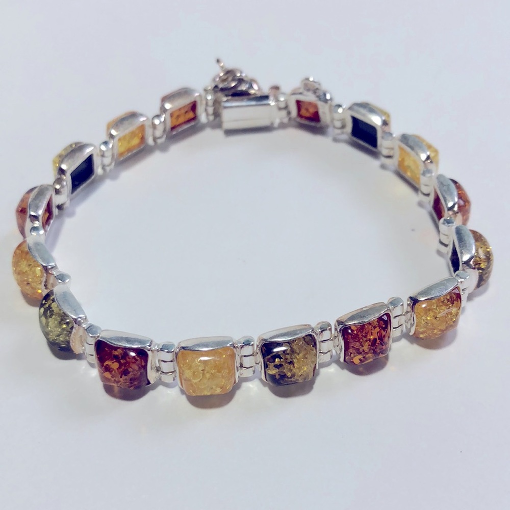 Sterling silver and amber bracelet